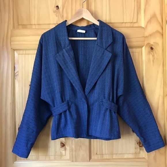 VINTAGE Ann Chabrol dolman sleeve belted textured blazer size 9 - Picture 2 of 10